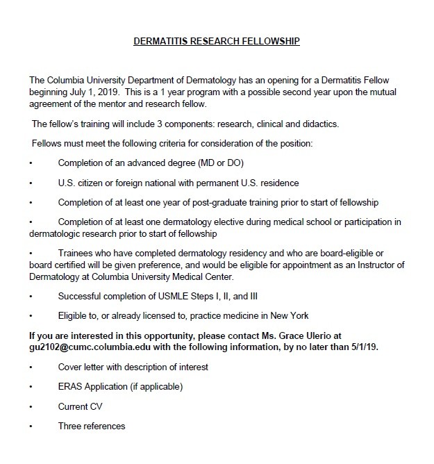 Dermatitis Research Fellowship